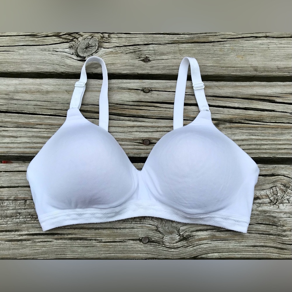 2/$10 Ladies 36C WARNERS Solid White Softest Tshirt Bra No Underwire Adj Strap